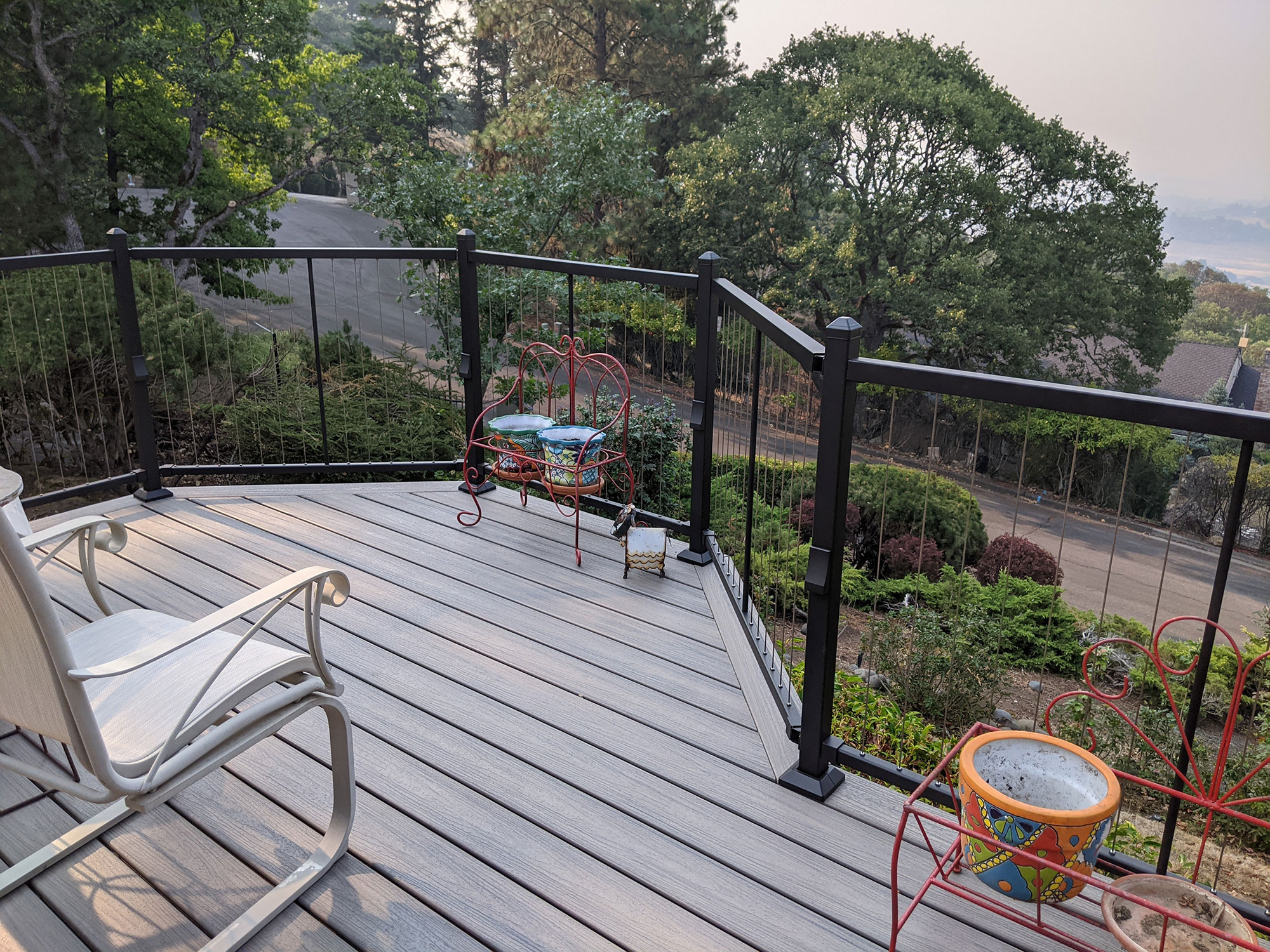 Trex deck with metal railing and wonderful view